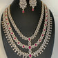 AD Ruby Red Stone Multi Layer Long Necklace