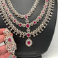 AD Ruby Red Stone Multi Layer Long Necklace