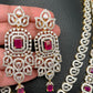 AD Ruby Red Stone Multi Layer Long Necklace