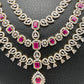 AD Ruby Red Stone Multi Layer Long Necklace