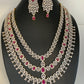 AD Ruby Red Stone Multi Layer Long Necklace