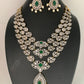 AD Emerald Green Stone Multi Layer Teen Lada Short Necklace