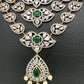 AD Emerald Green Stone Multi Layer Teen Lada Short Necklace