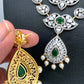 AD Emerald Green Stone Multi Layer Teen Lada Short Necklace