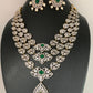 AD Emerald Green Stone Multi Layer Teen Lada Short Necklace