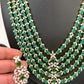 AD Emerald Green Stone Panch Lada Five Layer Short Necklace
