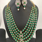 AD Emerald Green Stone Panch Lada Five Layer Short Necklace