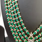 AD Emerald Green Stone Panch Lada Five Layer Short Necklace