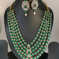 AD Emerald Green Stone Panch Lada Five Layer Short Necklace