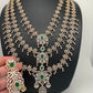 AD Emerald Green Stone Teen Lada Three Layer Long Necklace