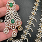 AD Emerald Green Stone Teen Lada Three Layer Long Necklace