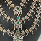 AD Emerald Green Stone Teen Lada Three Layer Long Necklace