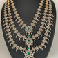 AD Emerald Green Stone Teen Lada Three Layer Long Necklace