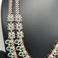 AD Emerald Green Stone Double Layer Short Mid Length Necklace