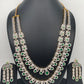 AD Emerald Green Stone Double Layer Short Mid Length Necklace
