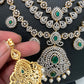 AD Emerald Green Stone Three Layer Teen Lada Long Necklace
