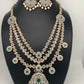 AD Emerald Green Stone Three Layer Teen Lada Long Necklace