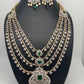 AD Emerald Green Stone Four Layer Char Lada Long Necklace