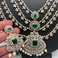 AD Emerald Green Stone Four Layer Char Lada Long Necklace