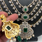 AD Emerald Green Stone Four Layer Char Lada Long Necklace