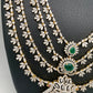 AD Emerald Green Stone Four Layer Char Lada Long Necklace