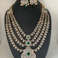 AD Emerald Green Stone Four Layer Char Lada Long Necklace