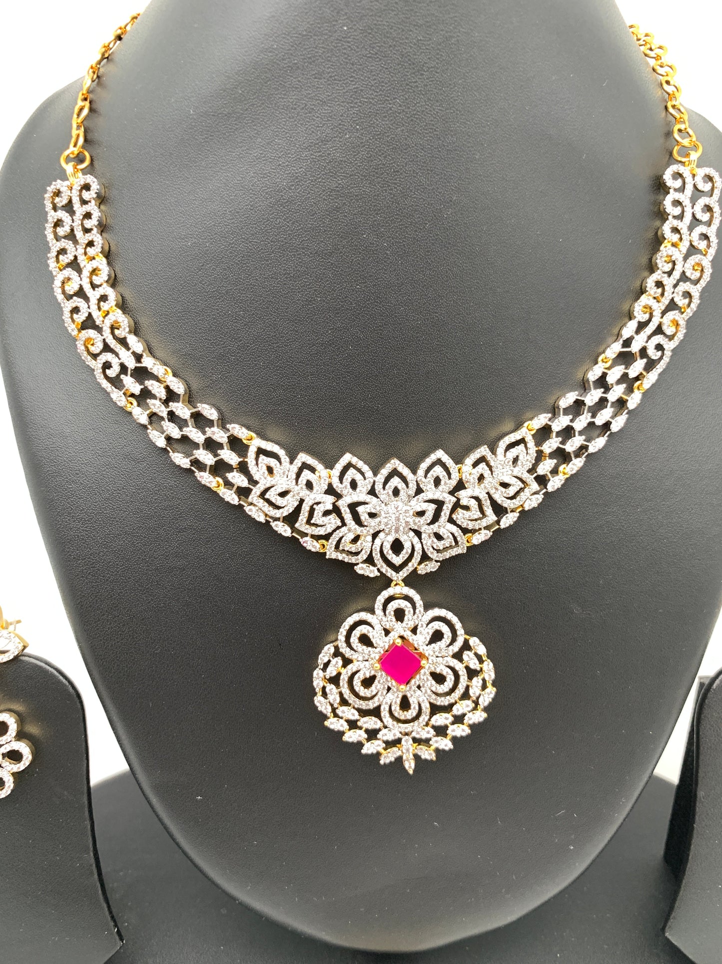 AD Changeable Multi Stone Short Neckline Necklace