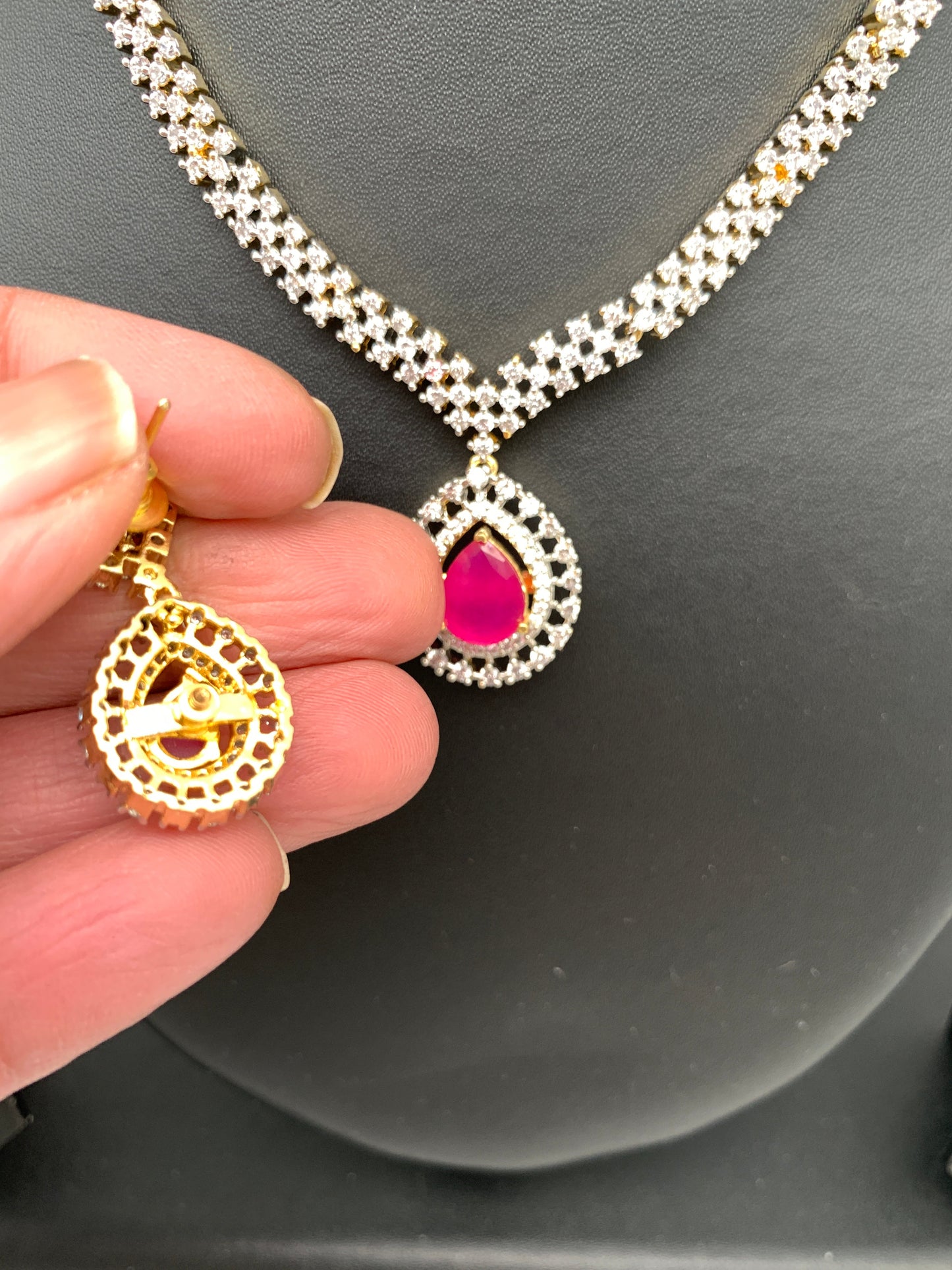 Simple AD Changeable Multi Stone Short Necklace