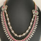 AD Ruby Red Stone Double Line Long Necklace