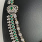 AD Emerald Green Stone Double Line Long Necklace