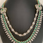 AD Emerald Green Stone Double Line Long Necklace