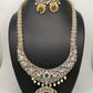 AD Red Green Multi Stone Long Necklace