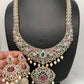 AD Red Green Multi Stone Long Necklace
