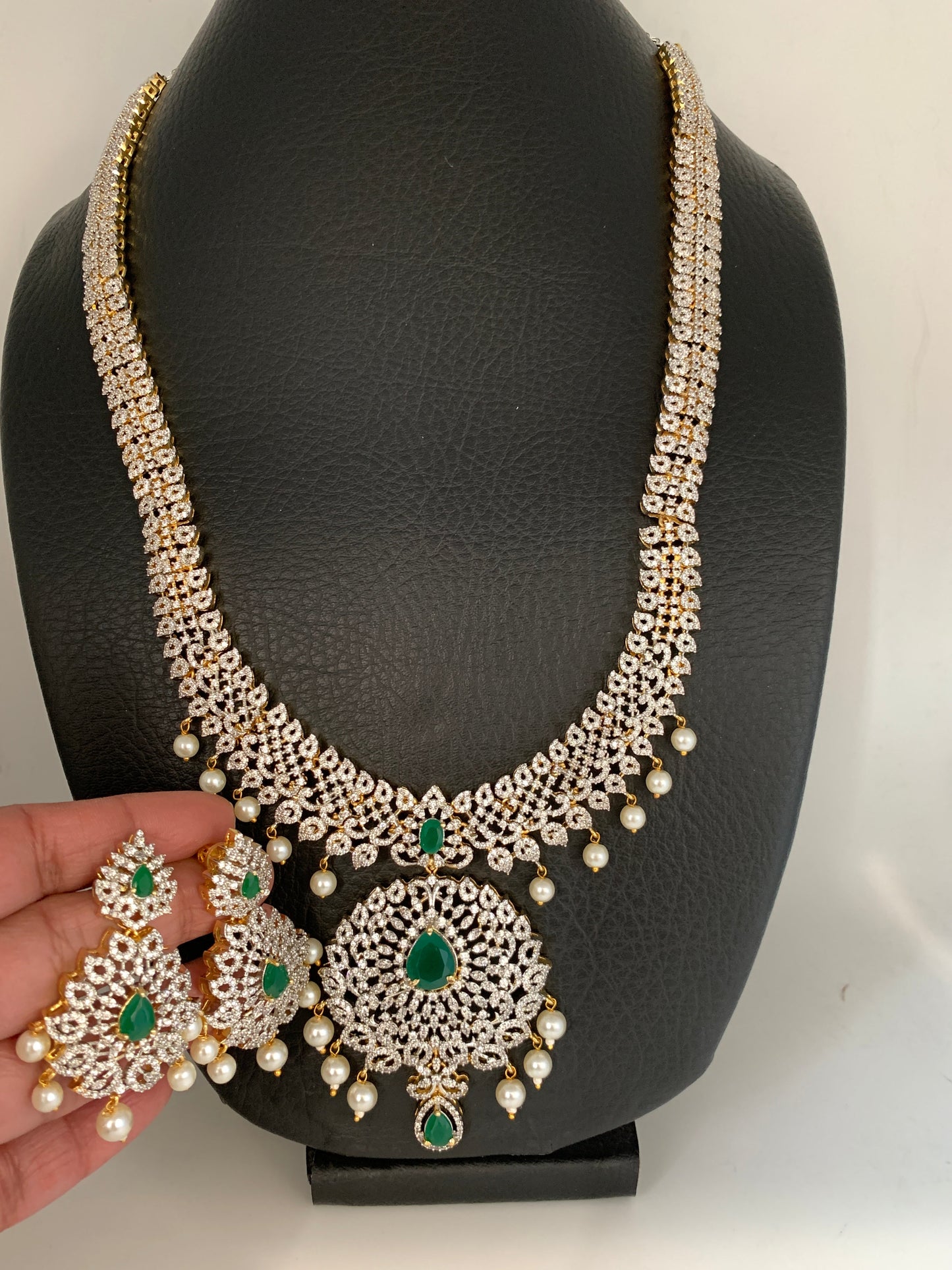 AD Emerald Green Stone Long Necklace