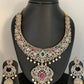 AD Red Green Multi Stone Short Necklace
