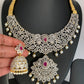 AD Ruby Red Stone Short Neckline Necklace