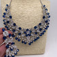 AD Blue Stone Silver Finish Neckline Short Neckalce