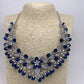 AD Blue Stone Silver Finish Neckline Short Neckalce