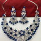 AD Blue Stone Silver Finish Neckline Short Neckalce