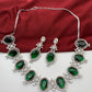 CZ Green Doublet Stone Silver Finish Short Neckalce