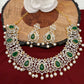AD Emerald Green Stone Peacock Design Short Neckline Neckalce