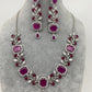 AD Red Stone Silver Finish Short Neckline Neckalce