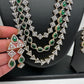 AD Green Stone Three Line Teen Lada Short Neckalce