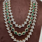 AD Green Stone Three Line Teen Lada Short Neckalce