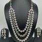 AD Green Stone Three Line Teen Lada Short Neckalce