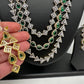AD Green Stone Three Line Teen Lada Short Neckalce