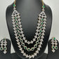 AD Green Stone Three Line Teen Lada Short Neckalce