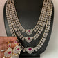 AD Ruby Red Stone Triple Layer Teen Lada Long Necklace