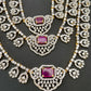 AD Ruby Red Stone Triple Layer Teen Lada Long Necklace