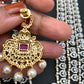 AD Ruby Red Stone Triple Layer Teen Lada Long Necklace